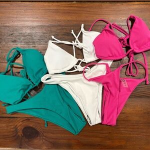 SHEIN 3 Pack Bikini Set - white-pink-green - NWT